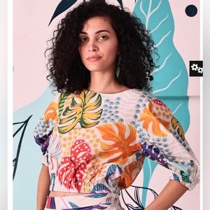 Maude Vivante Zoe Crop Top in Vanilla Forest